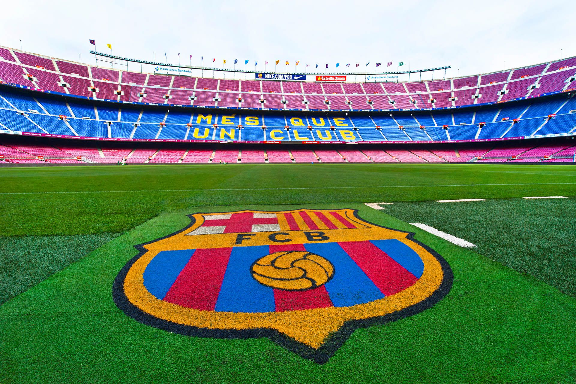 View on the field and the tribunes at Camp Nou arena in Barcelona © Shutterstock