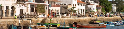 Lamu's busy waterfront, Kenya