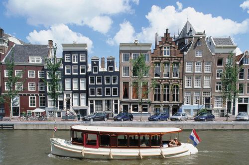 View from canal, Amsterdam, Netherlands