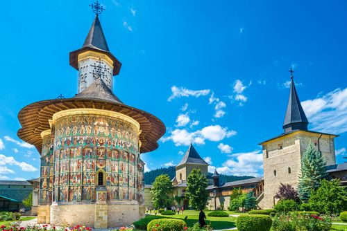 Sucevita orthodox painted church monastery protected by unesco heritage, Suceava town, Moldavia, Bucovina, Romania © Balate DOrin/Shutterstock